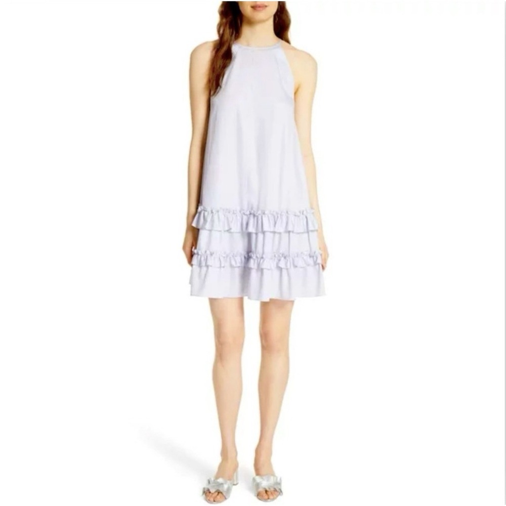 Rebecca‎ Taylor Sky Sleeveless Cotton Sateen Tank Short Ruffle Dress 8 lavender